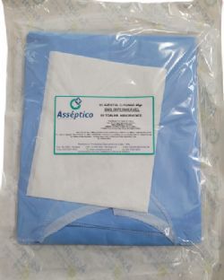 Avental descartáveil SMMS impermeável 40g punho de malha com uma toalha wiper estéril