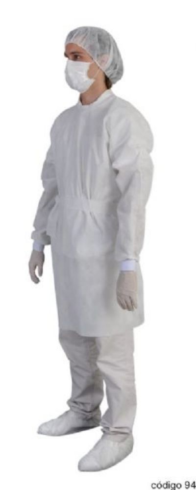 Avental descart�vel manga longa Punho malha 10 unidades