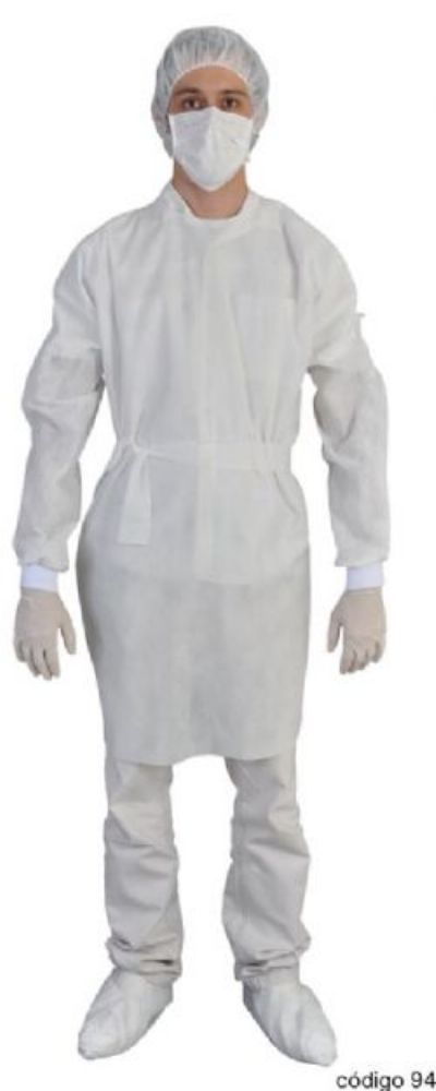 Avental descart�vel manga longa Punho malha 10 unidades