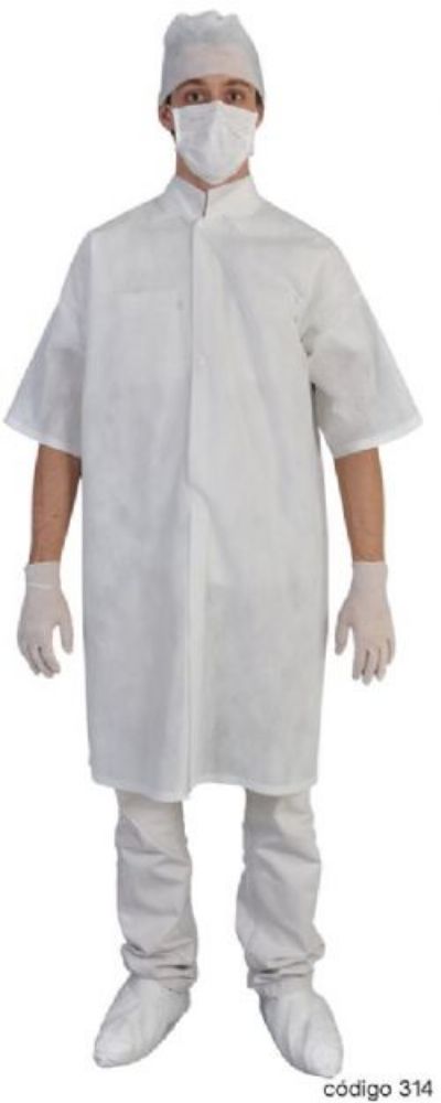 Jaleco descart�vel manga curta 40g unidade