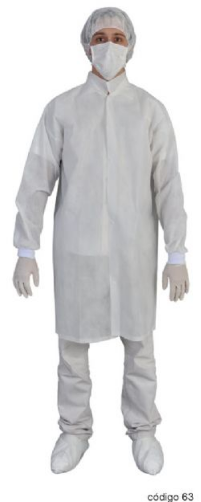 Jaleco descart�vel manga longa Punho malha 40g unidade