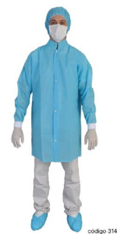 Jaleco descart�vel manga longa Punho malha 40g unidade